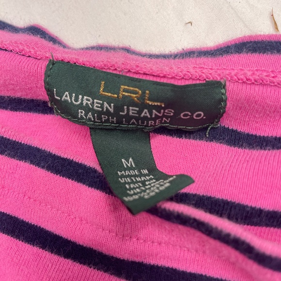 Women’s Lauren Ralph Lauren Pink Striped Top Size Medium - Picture 2 of 2
